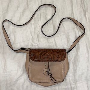 Tan and Brown Leather Flower Purse